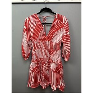 NWT Neiman Marcus Red and White Striped Dress size Large